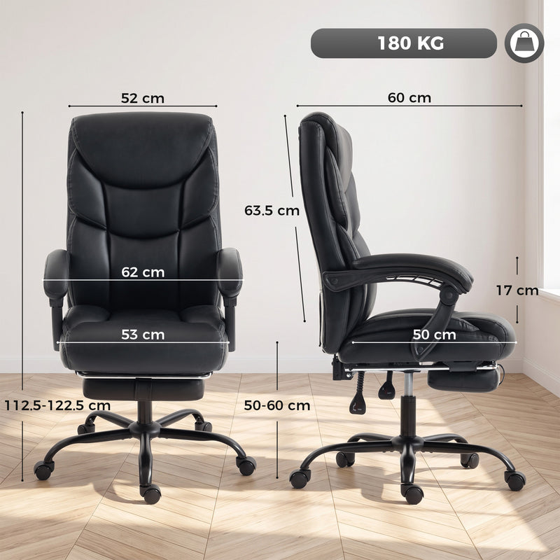 HOMCOM Executive Office Chair, 180kg Big and Tall PU Desk Chair with Linked Armrests, Pocket Spring Cushion, Adjustable – view 3