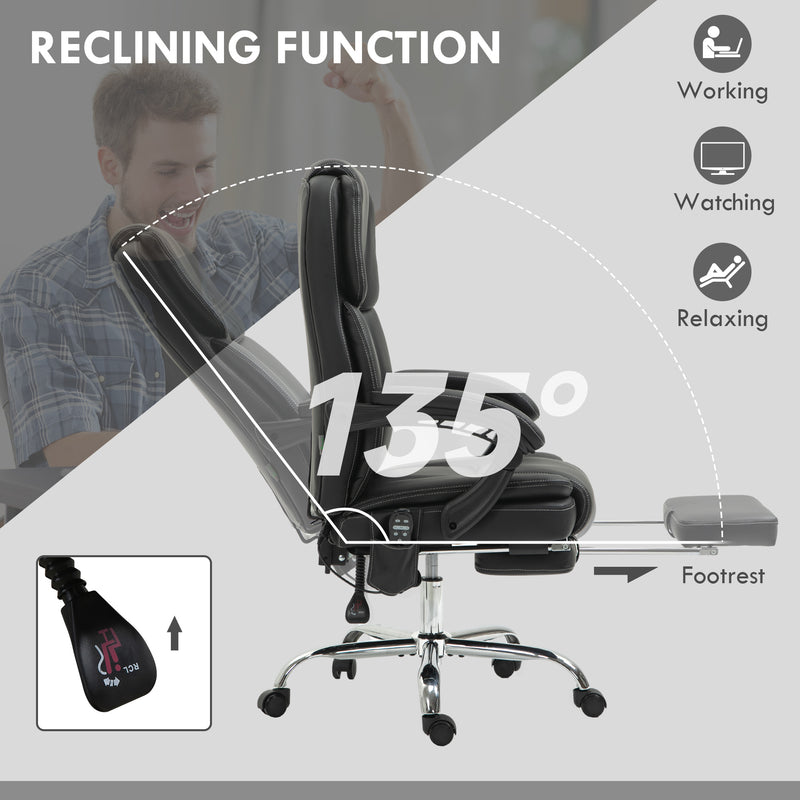 Vinsetto Six Point Vibrating Massage Office Chair - Black – view 6
