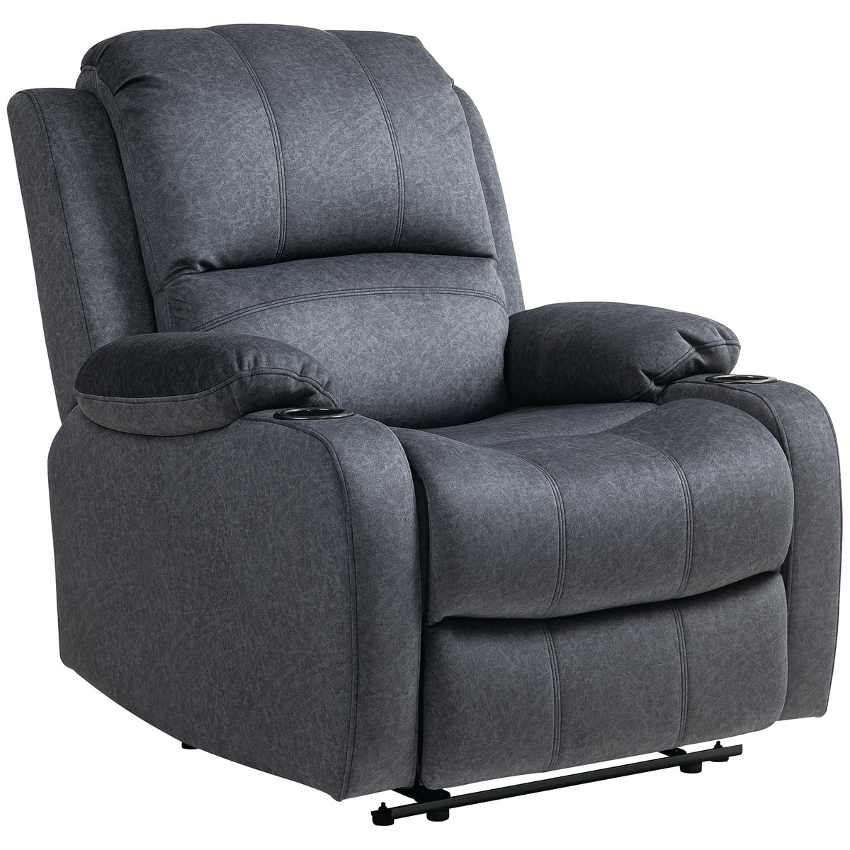 135° Microfibre Recliner with Footrest & Cup Holders – Black