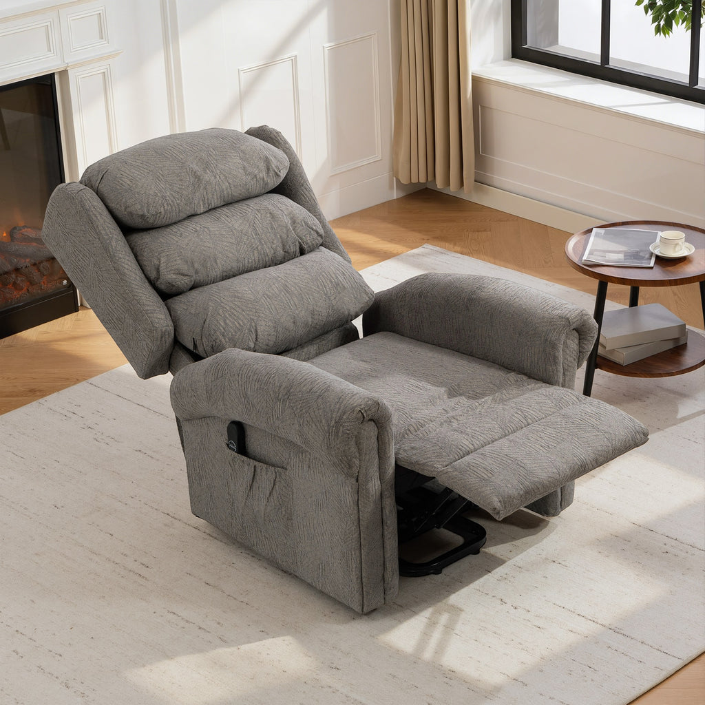 Velvet-Feel Electric Riser Recliner Chair, Power Lift Recliner Chair for Elderly with Remote Control, Dark Grey