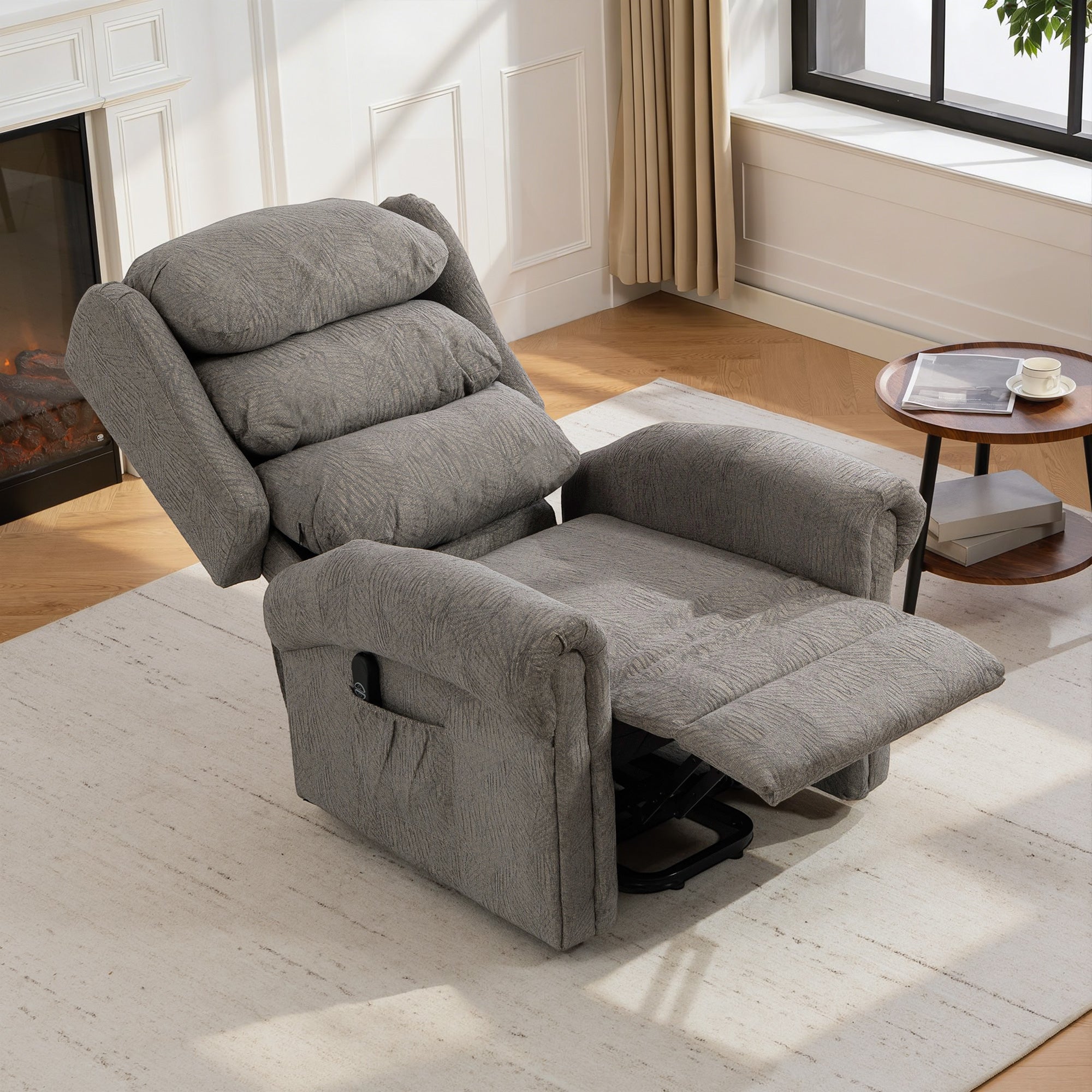Velvet-Feel Electric Riser Recliner Chair, Power Lift Recliner Chair for Elderly with Remote Control, Dark Grey