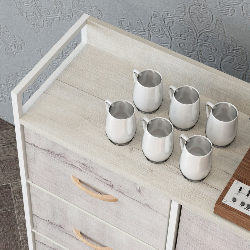White & natural 6-drawer fabric chest – image 8
