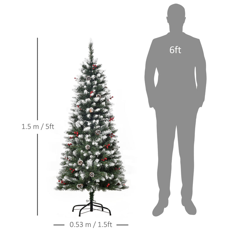 5ft pencil tree with berries and pine cones – image 3