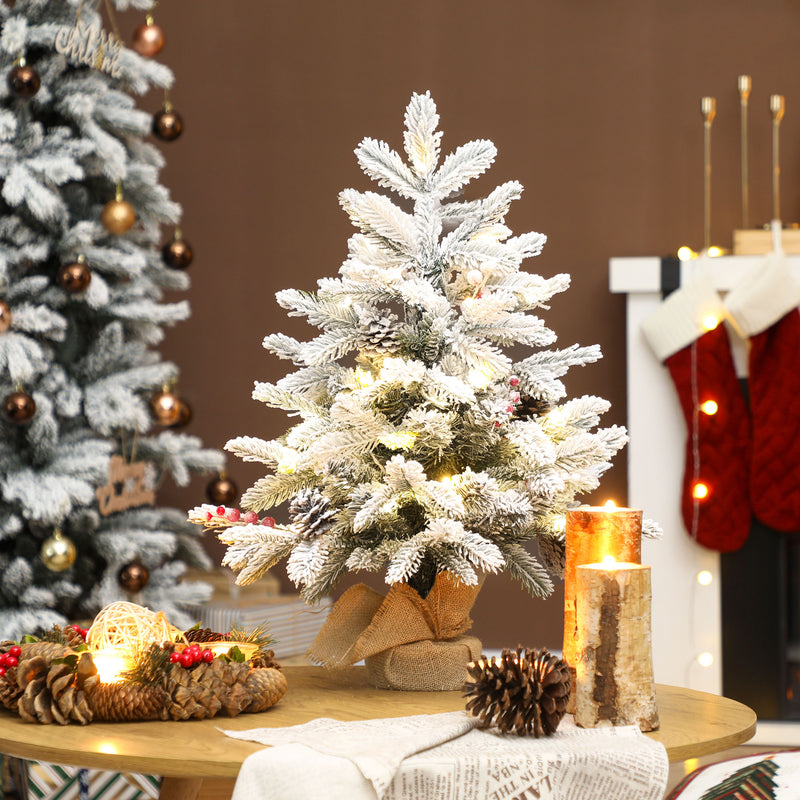 60 cm snowy tabletop tree with timer – image 2