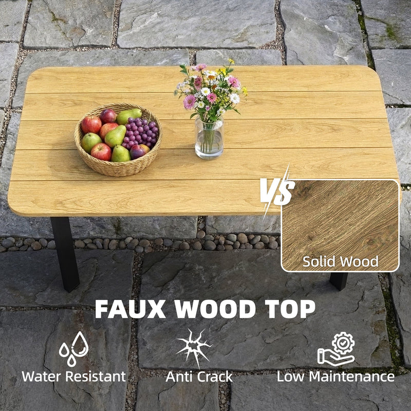 Slatted composite garden coffee table brown – image 4