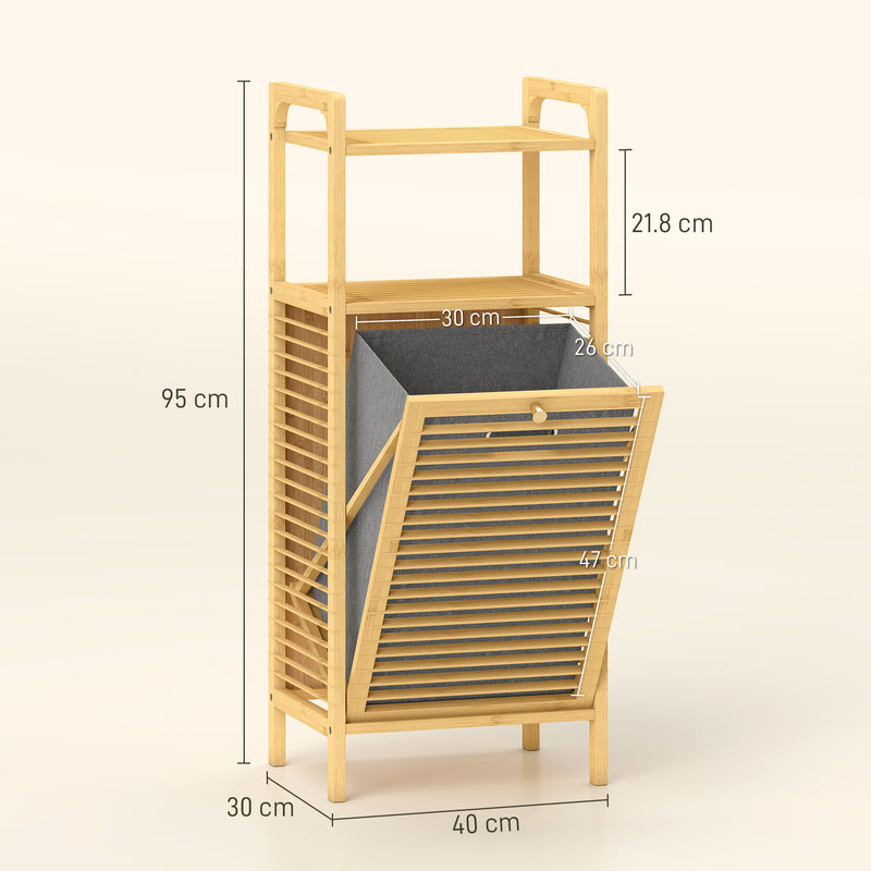 Bamboo laundry cabinet with hamper – image 3