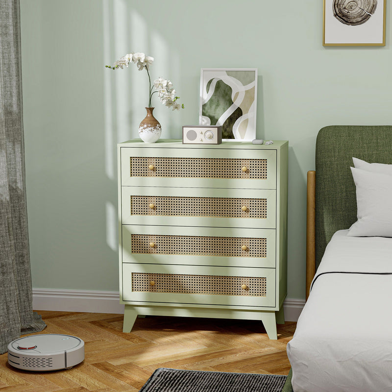 Green rattan 4-drawer chest – image 10