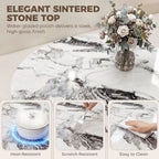 Coffee Table Sintered Stone Top Adjustable Foot Pads Modern Centre Table for Living Room White and Black
