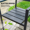 Outsunny Stackable Garden Chairs Set of 4, Garden Dining Chairs with Slatted HDPE Seat Back, Armrests, Metal Frame – view 6
