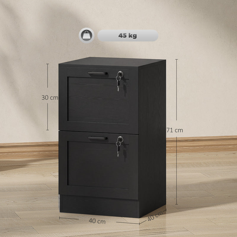 HOMCOM 2-Drawer Filing Cabinet with Lock - Black – view 3