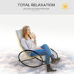 Outsunny Outdoor Rocking Chair Sun Lounger Recliner Rocker with Texteline Fabric Patio Garden Relaxer with Pillow Grey – view 7