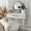 White round-mirror dressing table – image 8