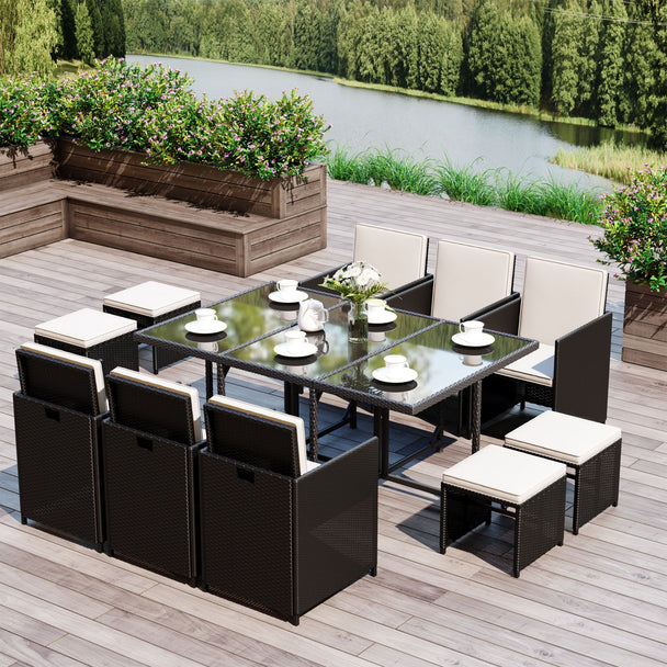 11-piece rattan cube dining set – image 2