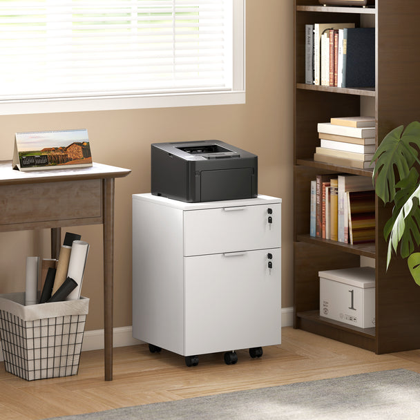 HOMCOM Two-Drawer Lockable Filing Cabinet - White – view 2