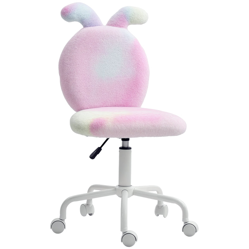 HOMCOM Fuzzy Office Chair with Bunny Ears, Faux Fur Swivel Desk Chair, Armless Makeup Vanity Chair with Adjustable – view 10