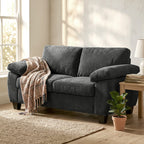 2 Seater Sofa, 156cm Chenille Loveseat Sofa, Dark Grey