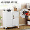 HOMCOM Lockable Metal Filing Cabinet, 2-Tier Storage Cupboard with Double Doors, Modern Office Organiser, White – view 5