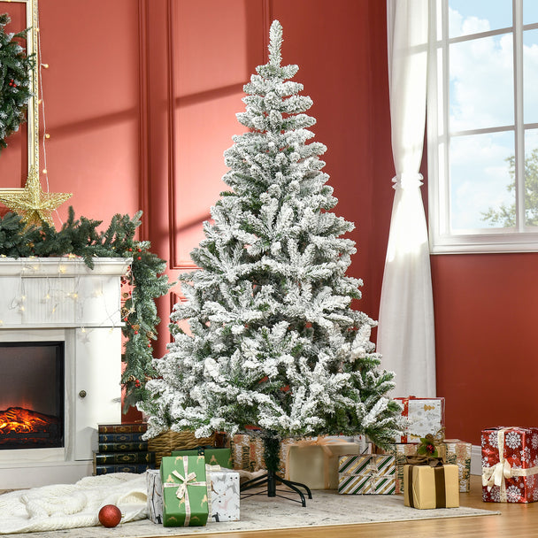 6ft snow-flocked pine Christmas tree – image 2