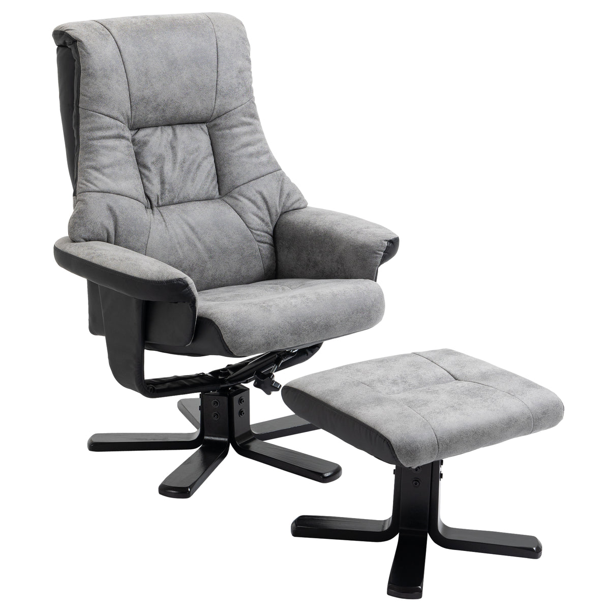135° Microfibre Swivel Recliner & Footstool – Grey