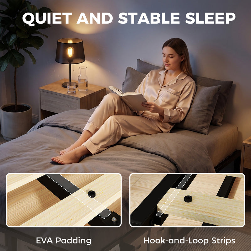 Single metal bed with wood slats – image 4