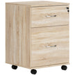 Oak wood grain 2-drawer lockable filing cabinet on wheels