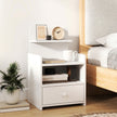 HOMCOM Bedside Cabinet, Bedside Table with Drawer and Shelf for Living Room, White – view 7