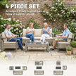 Outsunny 4 Piece Rattan Garden Furniture Set with 3-Seater Sofa, Armchairs, Table, Aluminium Frame Patio Conversation – view 4