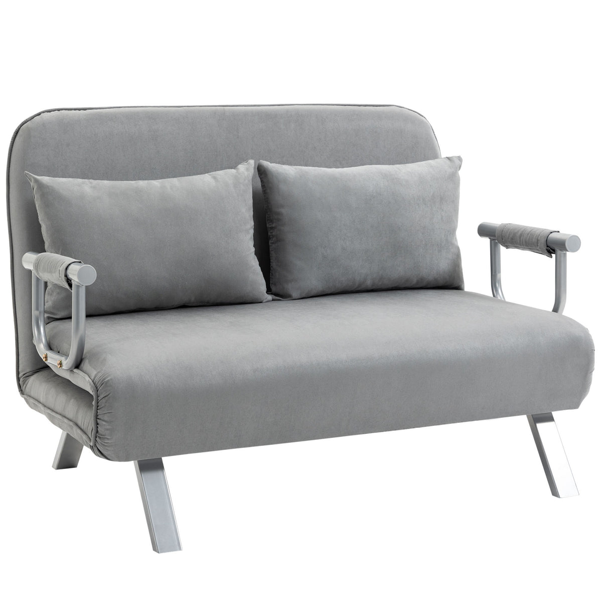 111 cm Faux Suede Click-Clack Sofa Bed – Light Grey