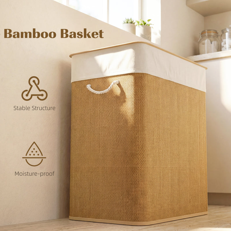 100 L brown two-section laundry basket – image 7