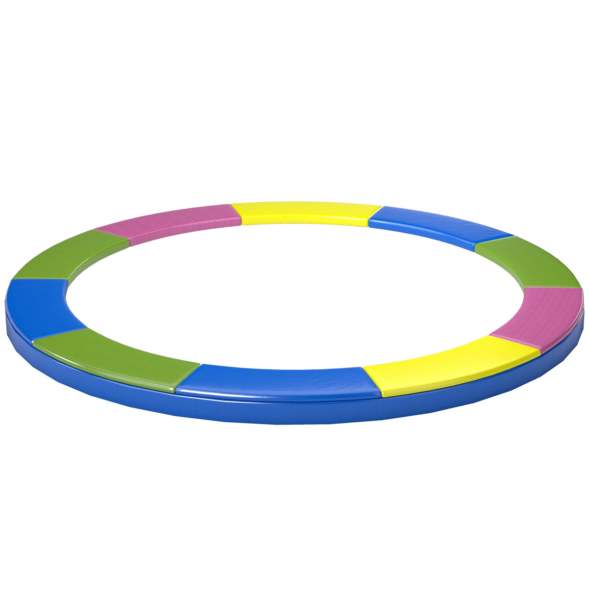Multicoloured 10ft trampoline spring cover pad around a round trampoline