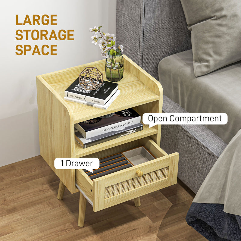 Rattan bedside tables with pine legs – image 4