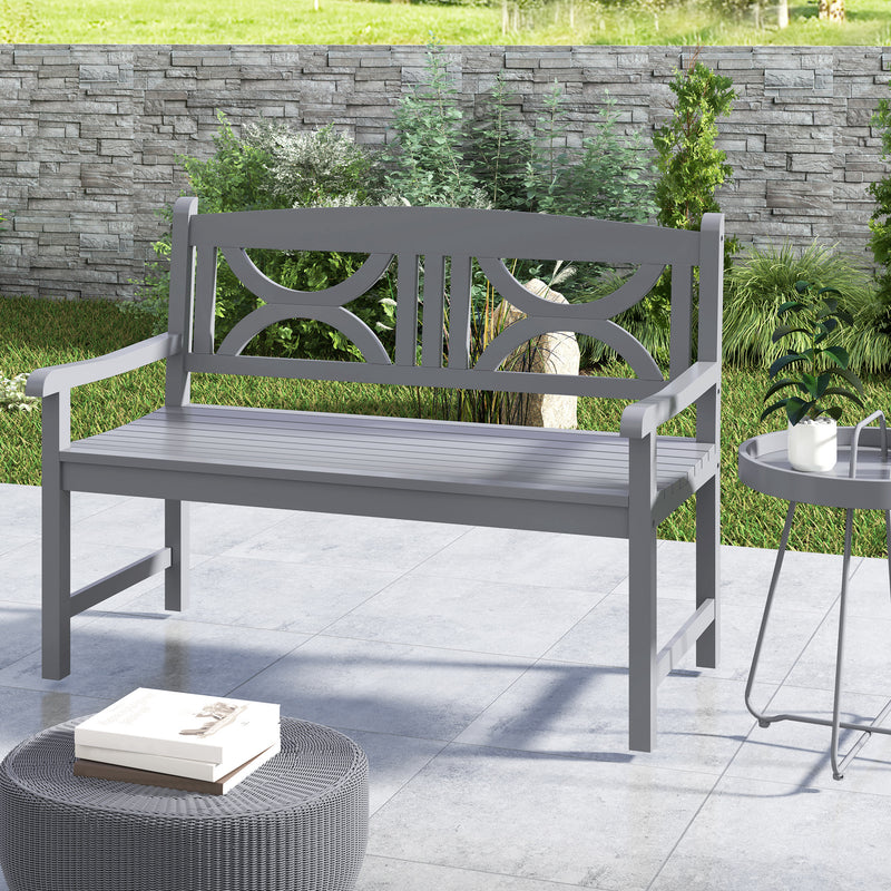 Outsunny 2-Seater Wooden Garden Bench Outdoor Patio Loveseat for Porch, Grey – view 8