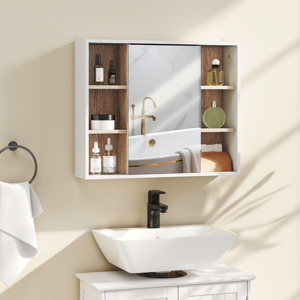 Wall mirror cabinet with side shelves – image 2