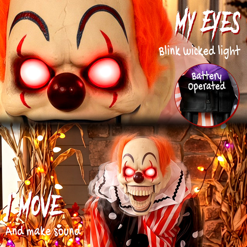 91cm Animated Halloween Clown with Moving Mouth & Glowing Eyes – image 4 of 9