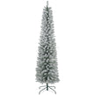 7ft slim pencil Christmas tree with white snowy tips on a metal base