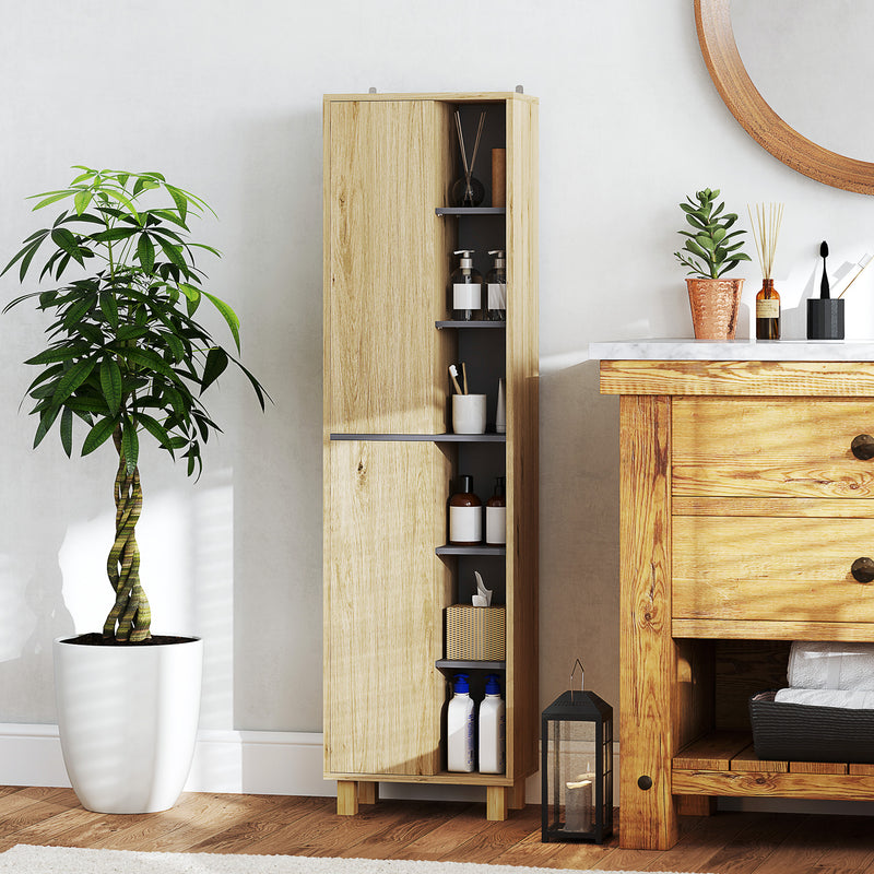 Tall slim wood-effect bathroom cabinet – image 2