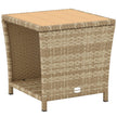 Outsunny Side Table 2-Tier Outdoor Coffee Table with Storage Shelf PS Wood Slat Top/Khaki