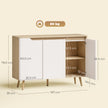 HOMCOM Sideboard Storage Cabinet, Kitchen Cupboard with 3 Doors, 2 Adjustable Shelves and 5 Rubberwood Legs, White and – view 3