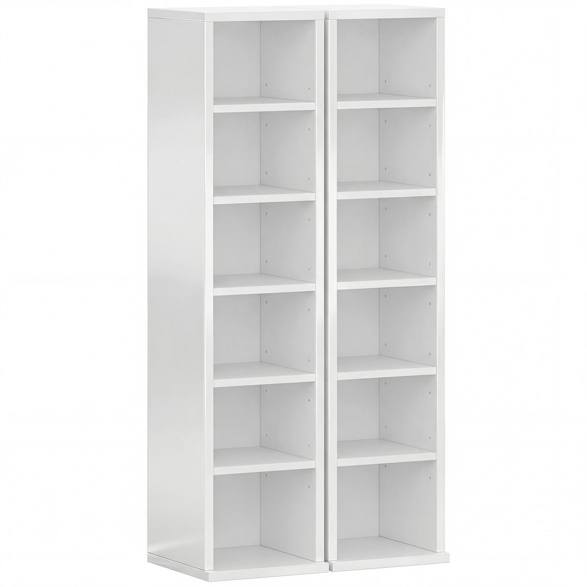 Set of 2 Adjustable CD Media Storage Towers – High Gloss White