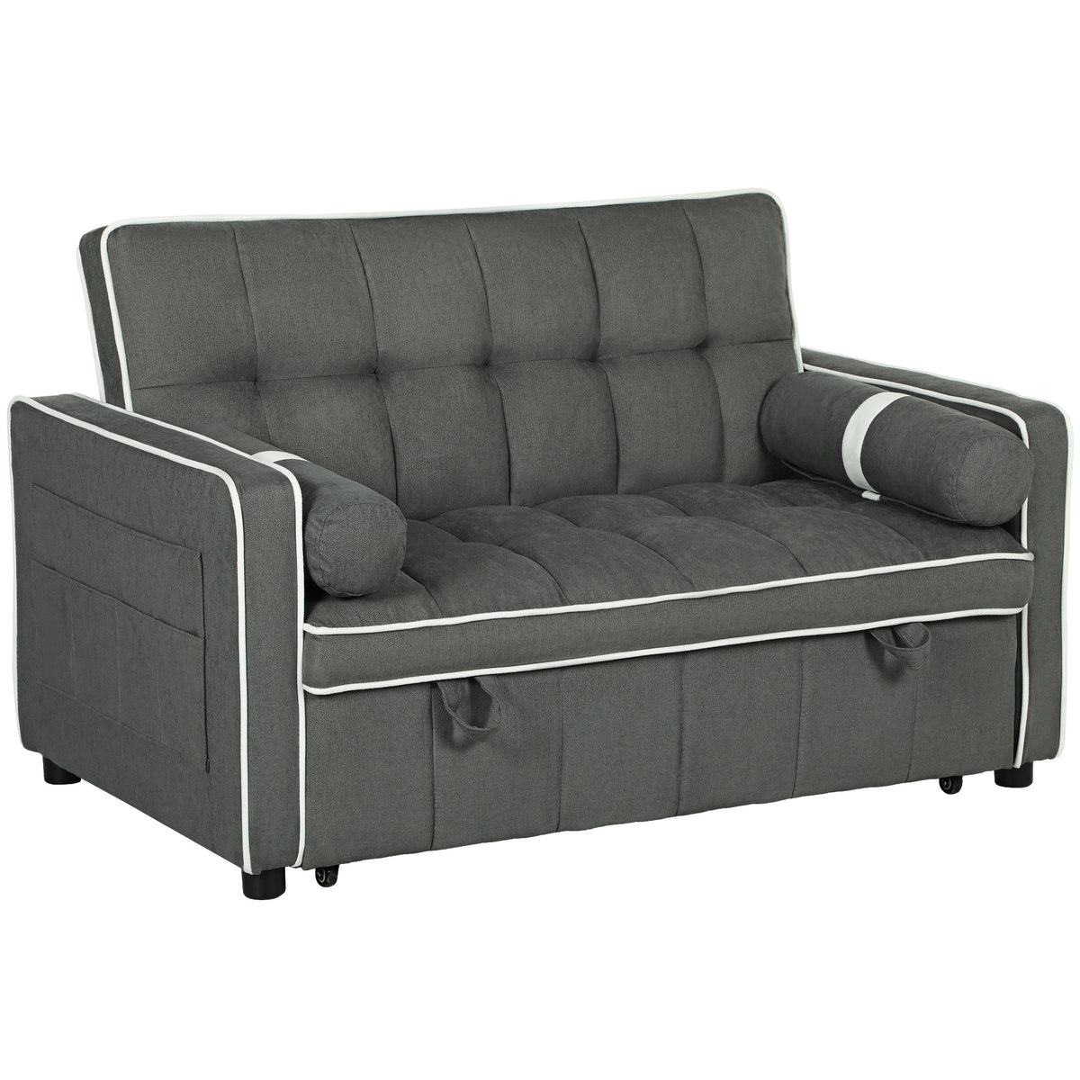 139 cm 3-in-1 Pull-Out Sofa Bed with Side Pockets – Charcoal Grey