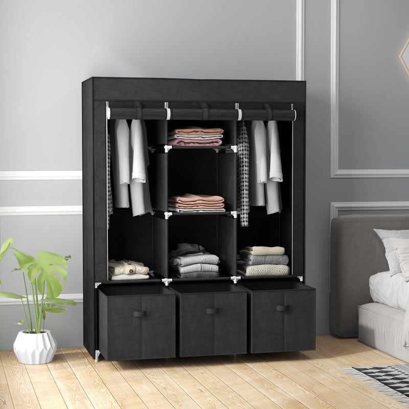 Black fabric wardrobe with drawers – image 10