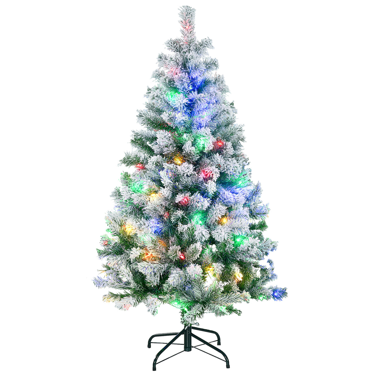 4.5ft snow-tipped pre-lit Christmas tree with warm white and multi-colour LED lights