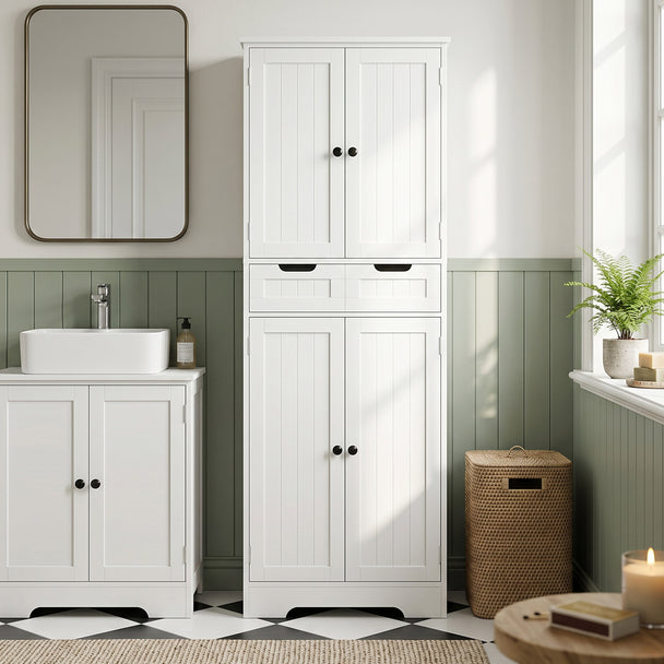 160cm white tall bathroom cabinet – image 2