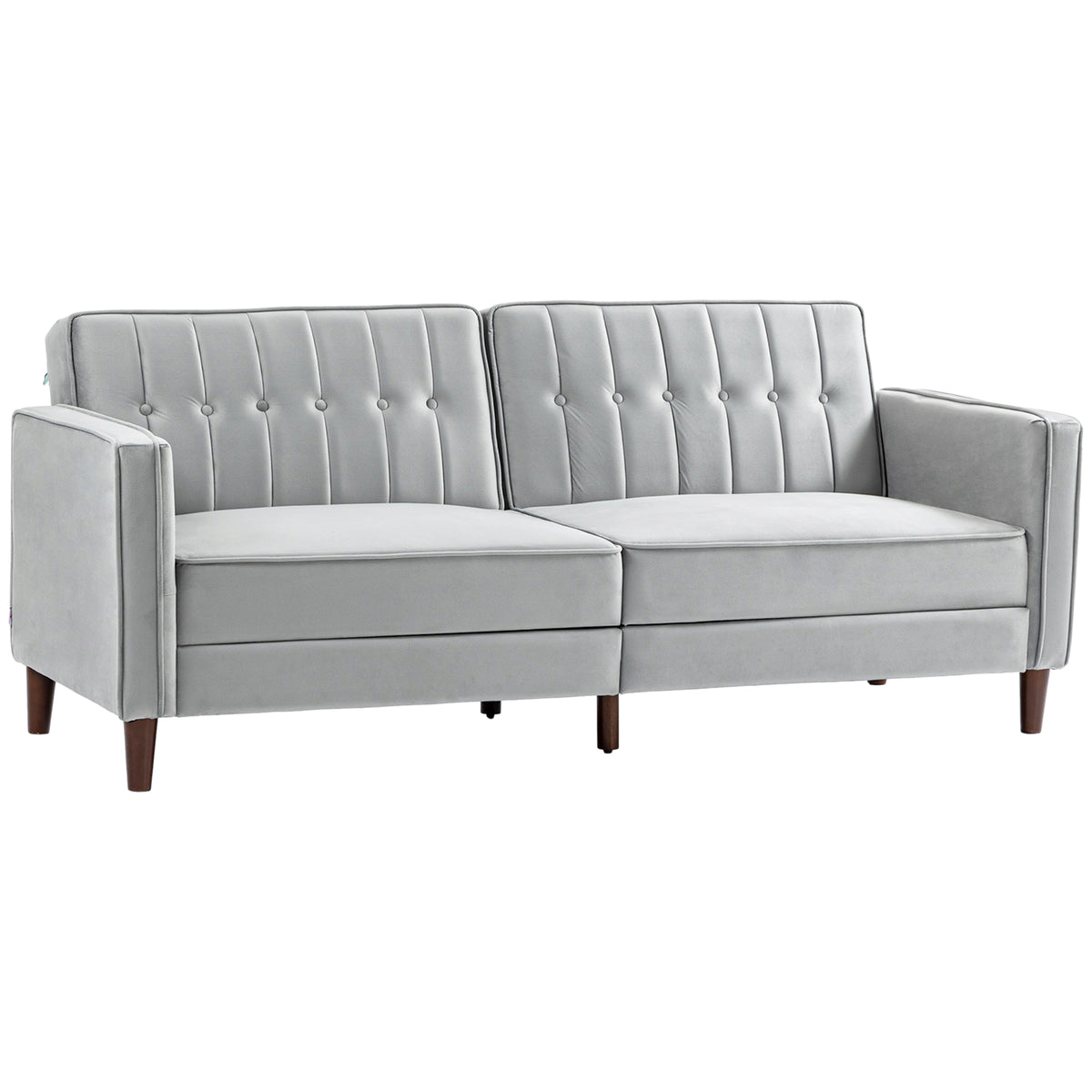 189 cm Velvet-Feel 3-Seater Sofa Bed with Split Back – Light Grey