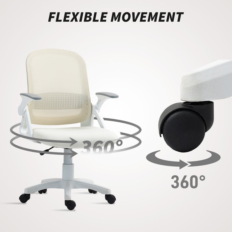HOMCOM Breathable Mesh Office Chair, Ergonomic Swivel Computer Chair with Flip-up Armrests, Lumbar Back Support for – view 8