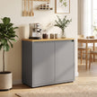 HOMCOM Kitchen Sideboard, Storage Cabinet with Double Doors and Adjustable Shelf for Living Room, Entryway, Grey – view 2