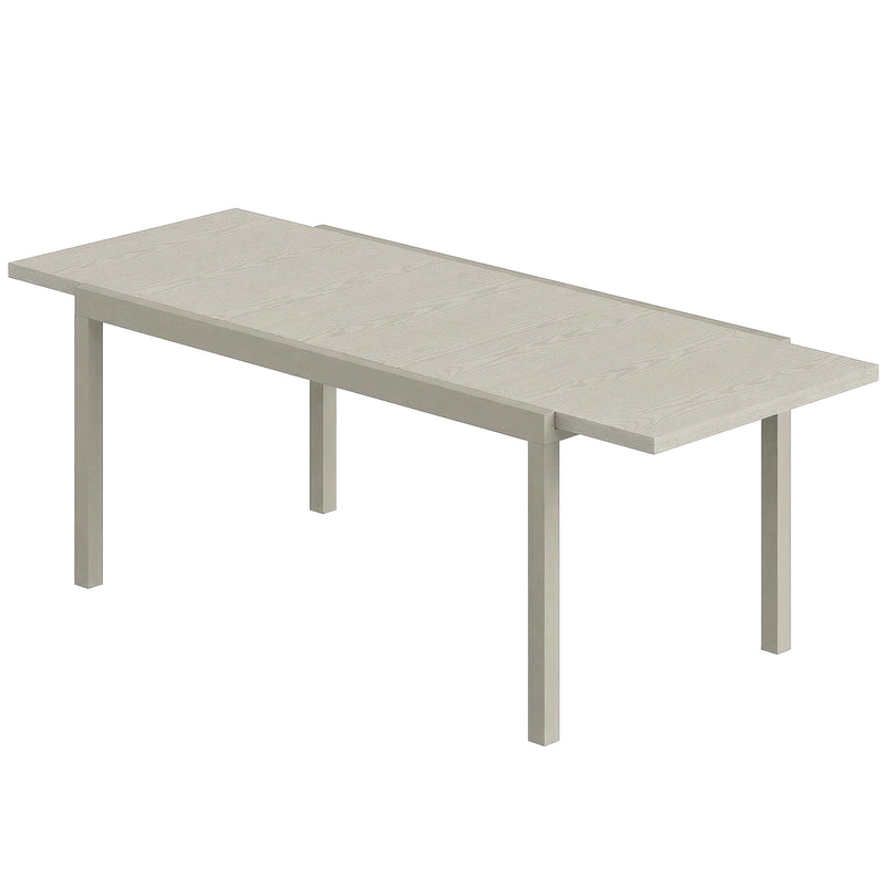 Extending aluminium garden dining table with light grey wood-effect top, 154 to 214 cm