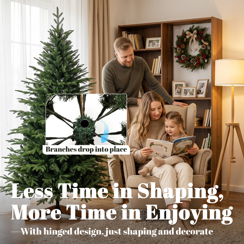 6ft Christmas tree with pine wood stand – image 6