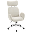 HOMCOM Office Chair with Adjustable Headrest, Spring Pack, Curved Line, Boucle Fabric - Pale Grey