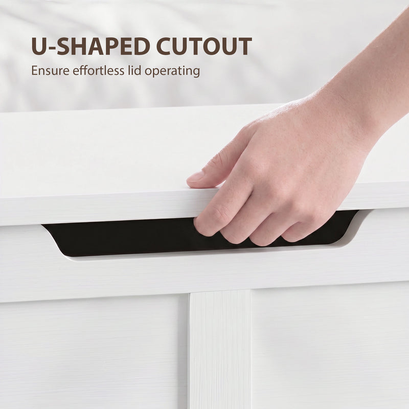 HOMCOM 100L Home Storage Box, with Safety Hinge - White Wood-Effect – view 6